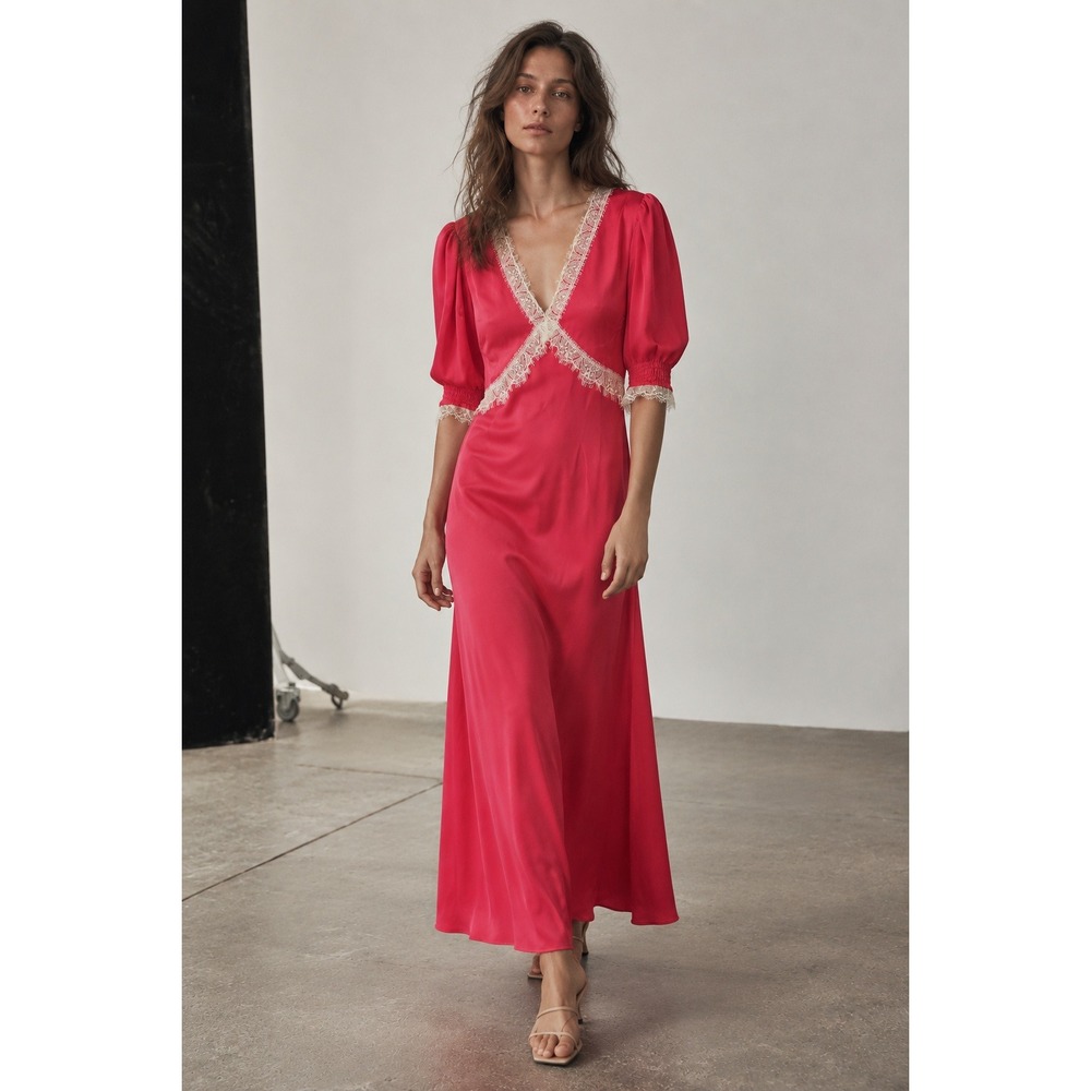 NWT Anthropologie Lace Trim Midi Dress